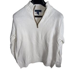 Karen Scott White Half-Zip Knit Sweater w/ Gold Zipper – Women’s XL